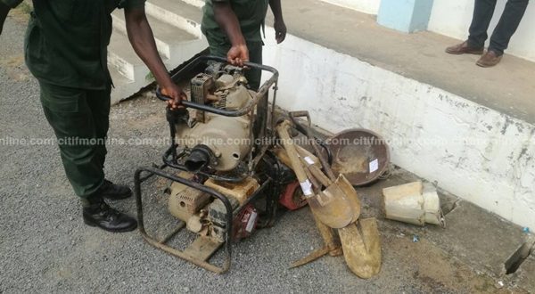 Some of the equipment seized from the illegal miners