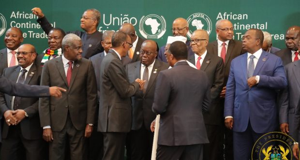 Nana Addo interacting with Rwanda's President, Paul Kagame and others