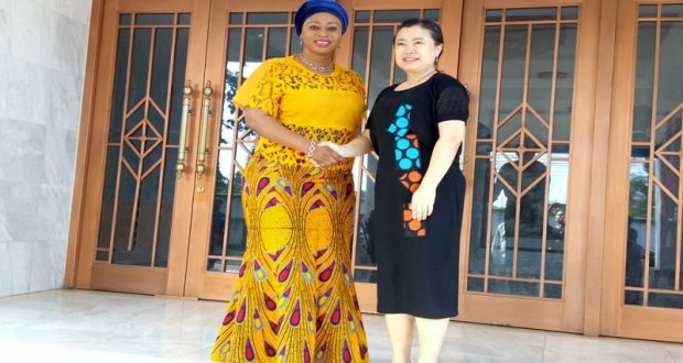 Procurement Minister, Sarah Adwoa Safo with the Chinese Ambassador to Ghana, Sun Baohong