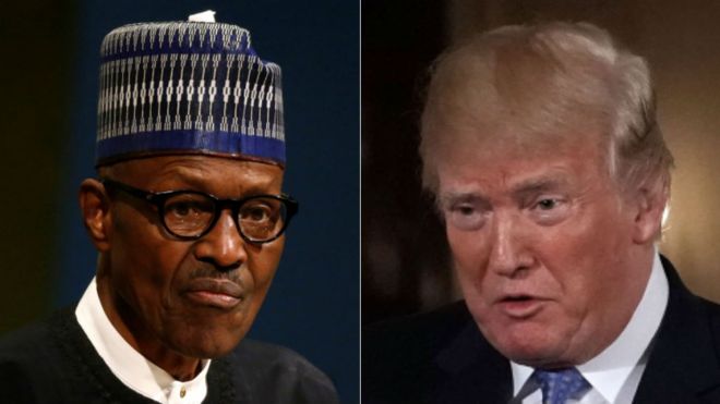 Muhammadu Buhari (left) and Donald Trump