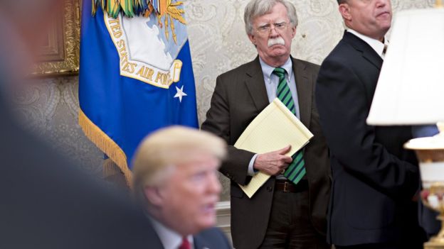 John Bolton looked on as President Trump made his feelings clear