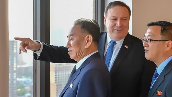 Until recently, Kim Yong-chol (left) was blacklisted in the United States