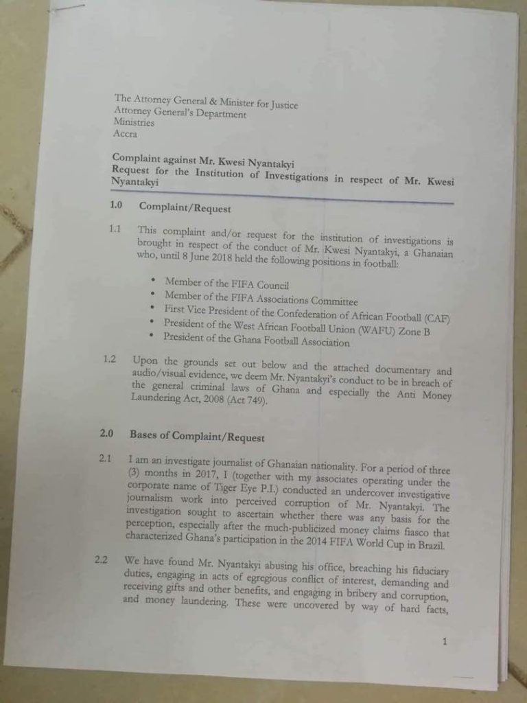 Full document: Anas’ petition on money laundering probe against Nyantakyi