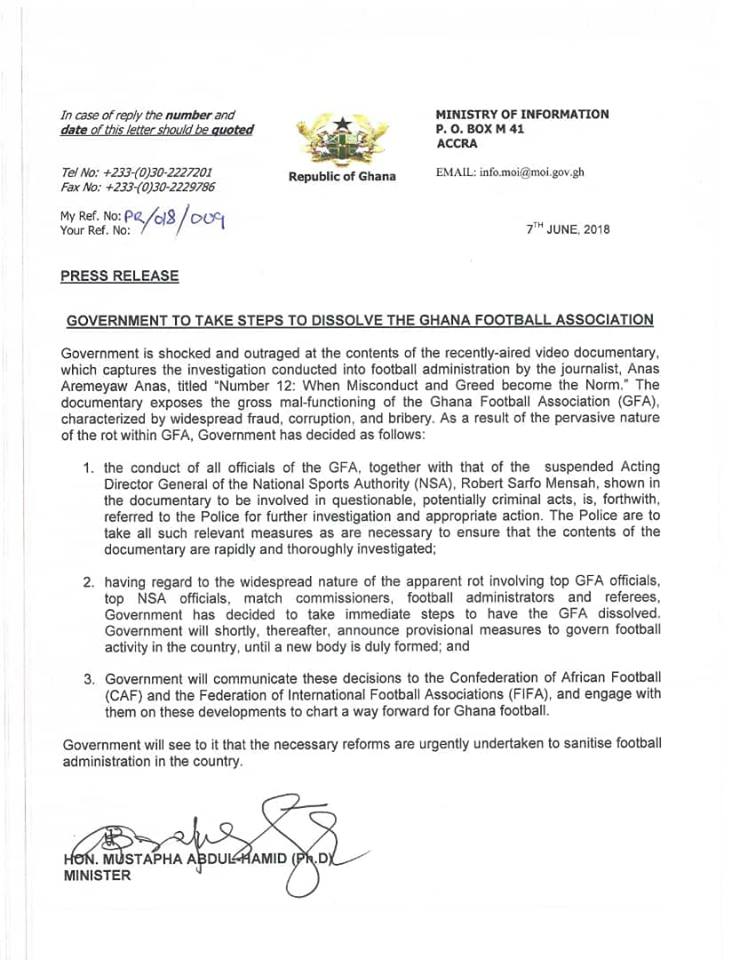 information statement on gfa corruption