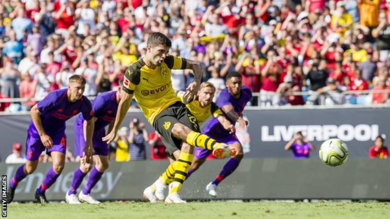 Christian Pulisic scored twice as Borussia Dortmund came from behind to beat Liverpool (Image credit: Getty Images)