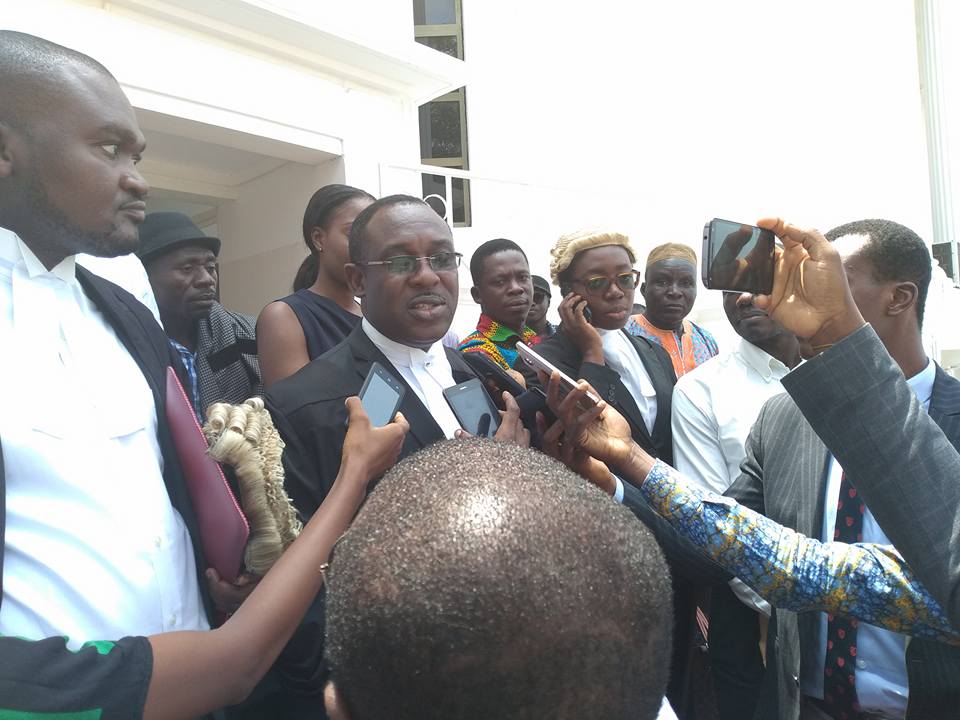 Kofi Bentil addressing the press after the ruling.