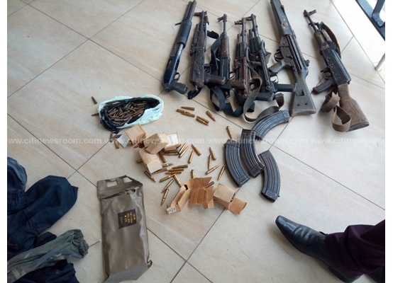 The seized weapons.