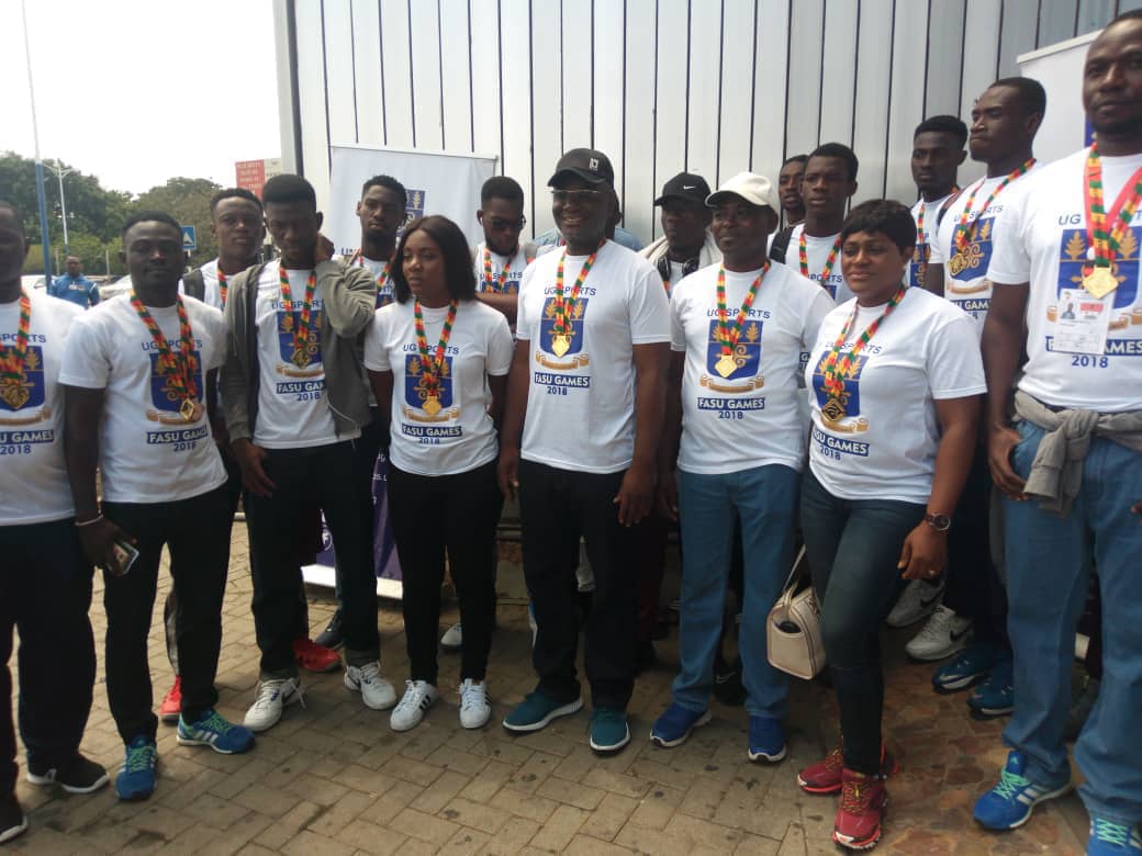 Team Legon in a pose on arrival at the Kotoka International Airport