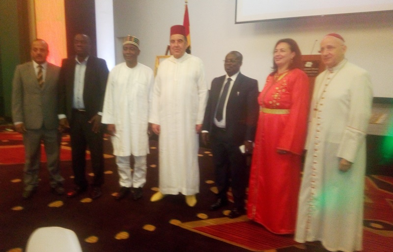 Ambassador Farahat (middle) and Mr. Aboagye-Gyedu (third left) with other dignitaries at the reception