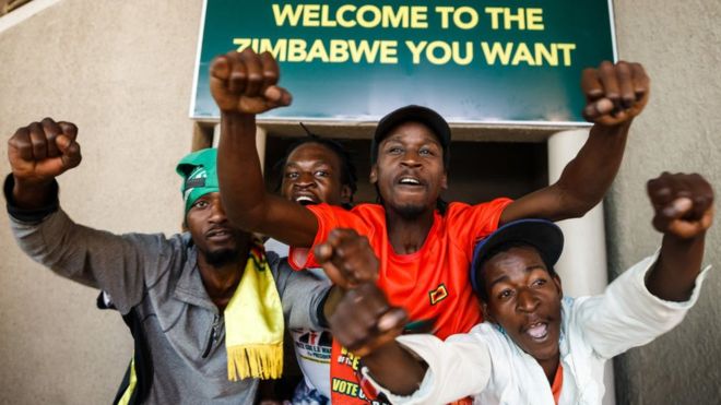 Supporters of President Mnangagwa celebrated when they heard the court's verdict