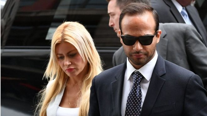George Papadopoulos and his wife Simona Mangiante Papadopoulos arrive at US District Court for his sentencing