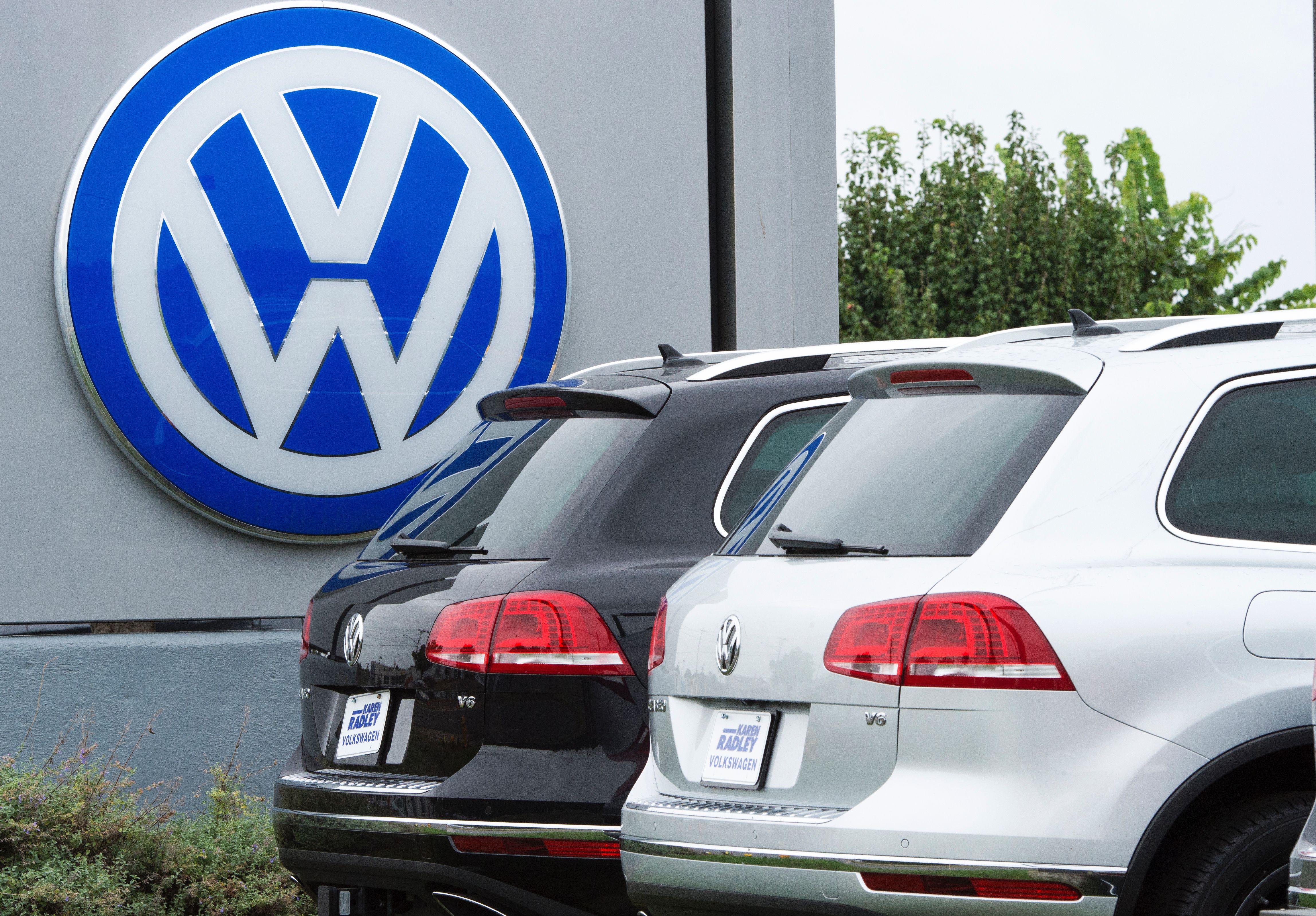 The logo of German car maker Volkswagen (VW) is seen at Northern Virginia dealer in Woodbridge, Virginia on September 29, 2015. Wall Street stocks dropped for the week despite some improving US data as worries ranging from a slowing Chinese economy to the Volkswagen emissions scandal dampened sentiment. Volkswagen came under pressure after reports surfaced concerning the manipulation of values of emission in VW vehicles equipped with diesel engines. AFP PHOTO/PAUL J. RICHARDS / AFP / PAUL J. RICHARDS (Photo credit should read PAUL J. RICHARDS/AFP/Getty Images)