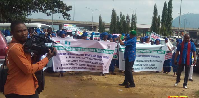 Nigerians protesting in Abuja