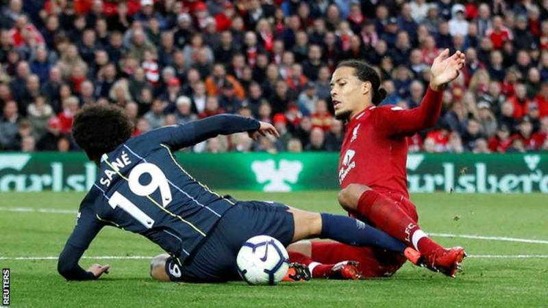 City were awarded a late penalty after Virgil van Dijk brought down Leroy Sane (Image credit: Reuters)