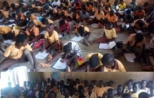 Balungu-Nabiisi School pupils learn on bare floor