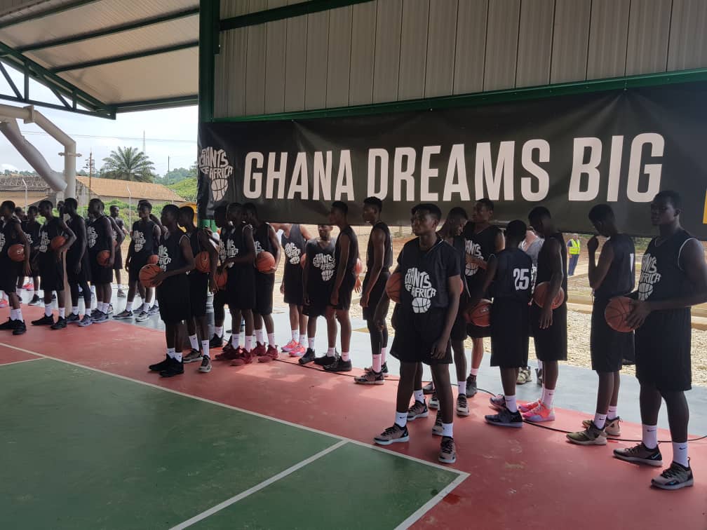 Basketball players at the clinic organized by Golden Star Resources and Giant of Africa