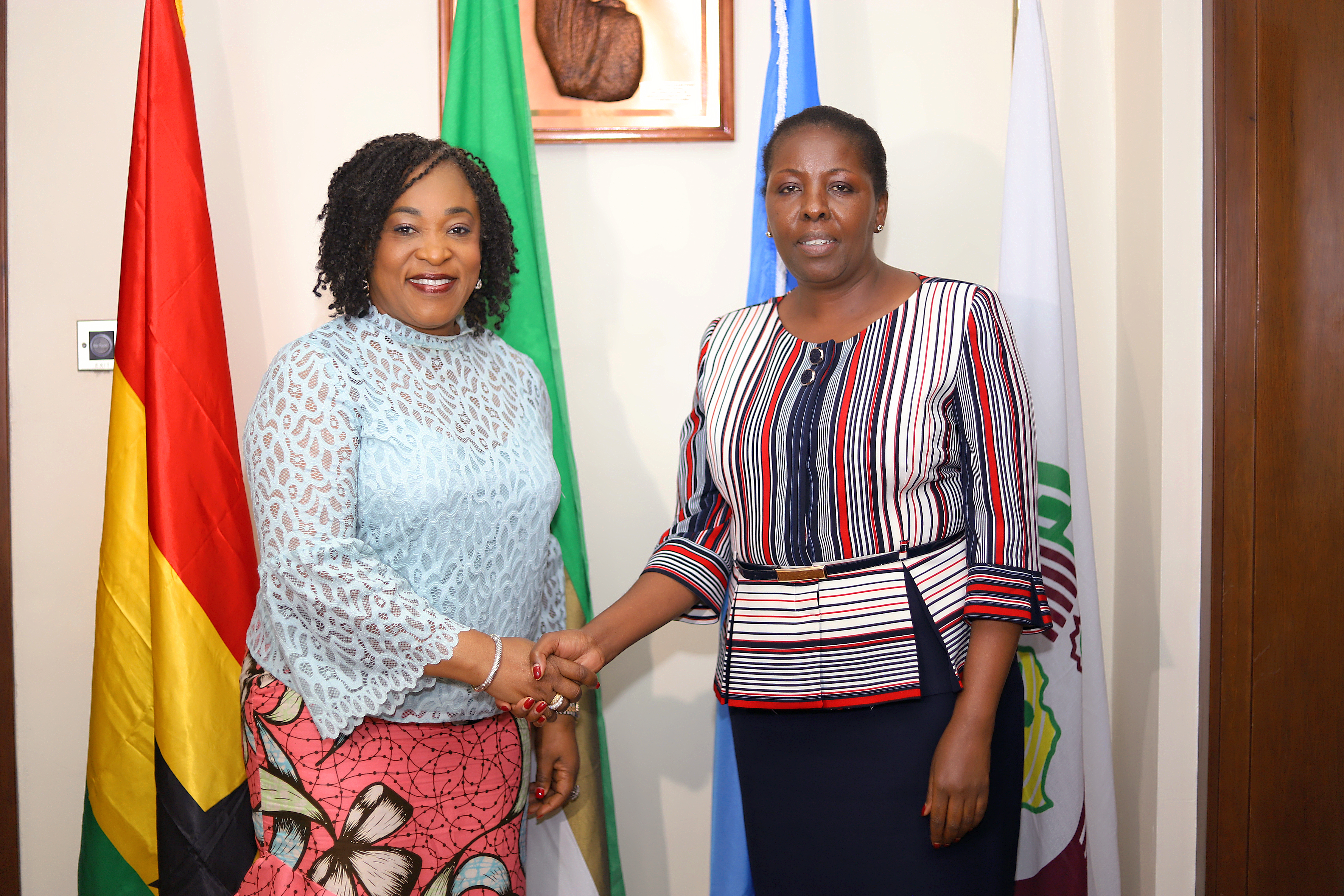UNHCR Rep in Ghana, Ms. Esther Wairimu Kiragu with Ghana's Foreign Minister, Shirley Ayorkor Botchwey.