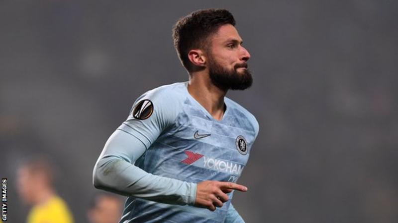 Olivier Giroud scored his first goal for 794 minutes to put Chelsea into the last 32 of the Europa League (Image credit: Getty Images)