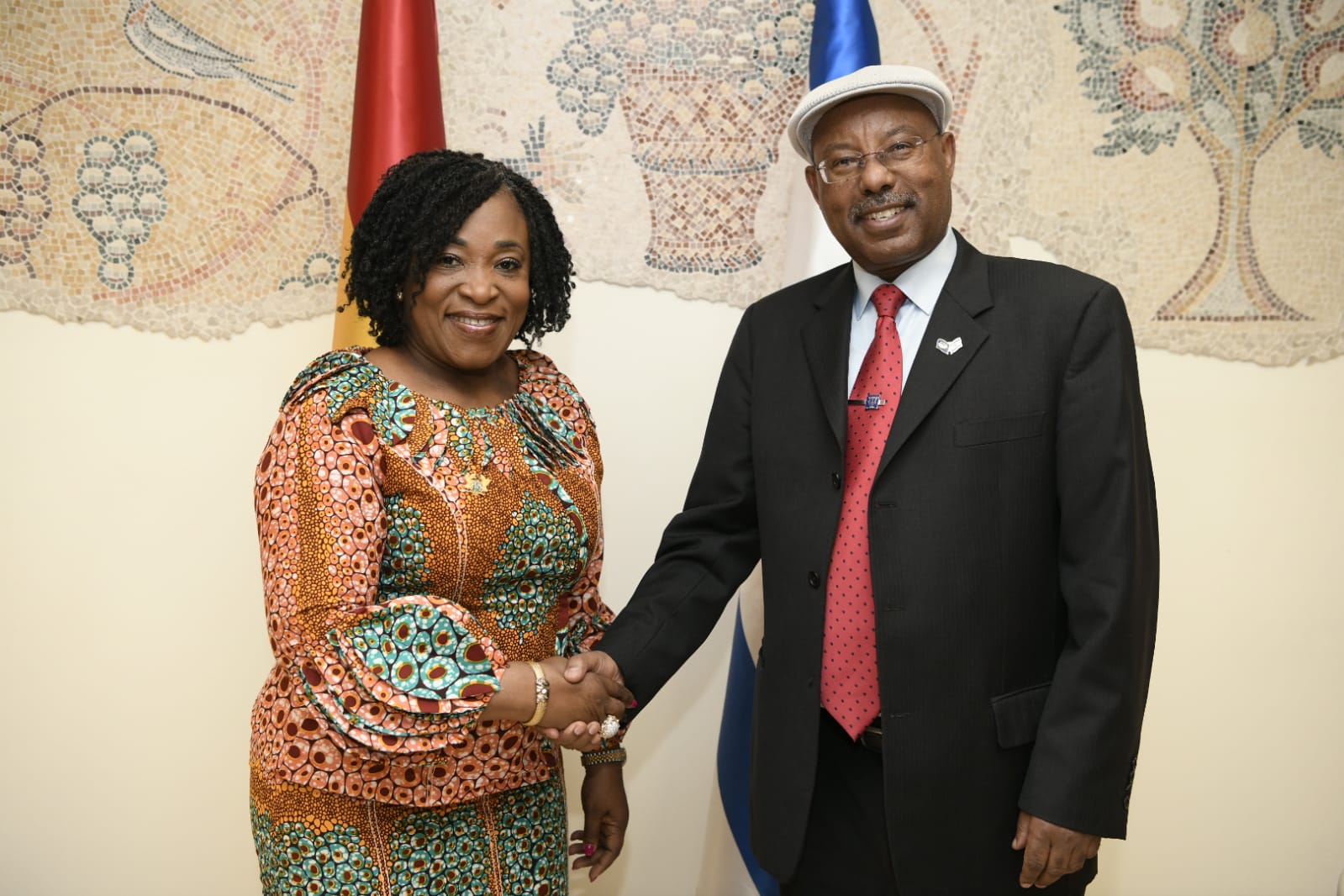 Hon. Minister for Foreign Affairs, Shirley Ayorkor Botchwey in a pose with Chairman of the Coalition Party, the Likud, in the Israeli Knesset, Mr. Avraham Neguise