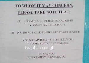 Don’t attempt to bribe me – Judge warns litigants on notice board