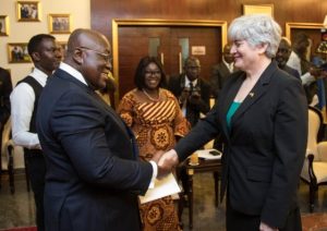New US Ambassador to Ghana, Stephanie Sullivan presents credentials to Nana Addo
