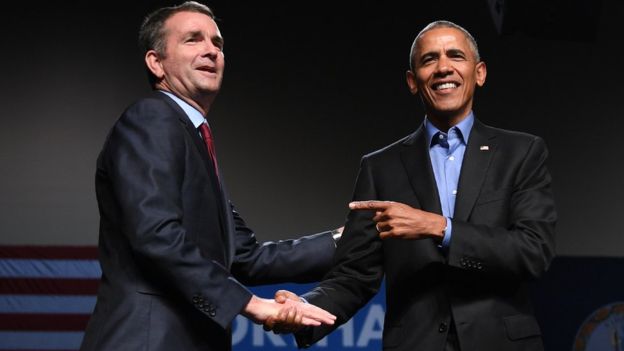 Former President Barack Obama campaigned for Mr Northam in 2017