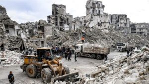 Syria war: Aleppo building collapse kills 11