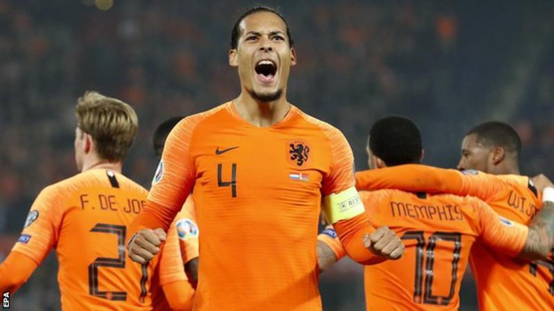Virgil van Dijk scored his third goal in six internationals for the Netherlands (Image credit: EPA)