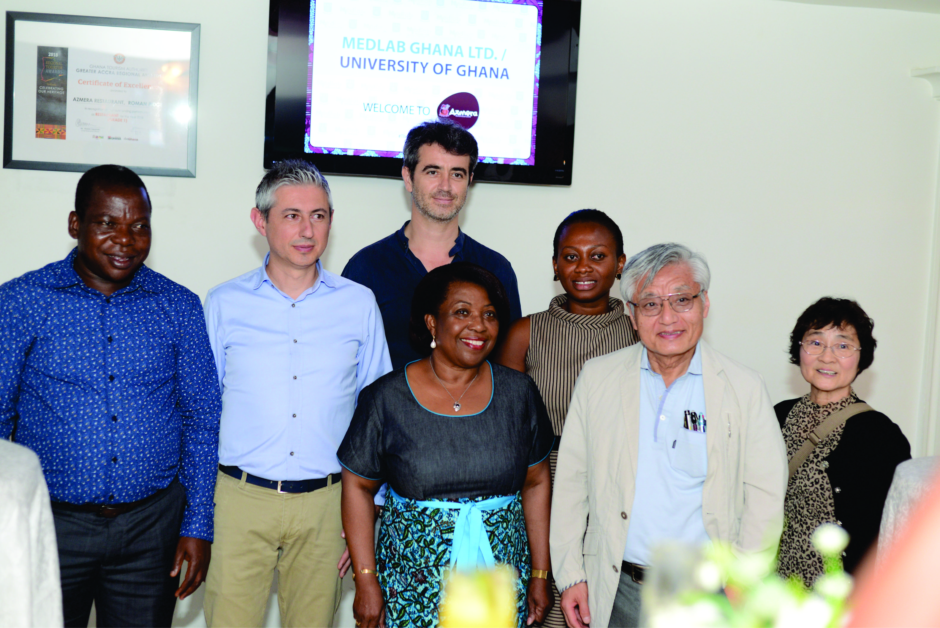 Dr. Rosemary Keatley with Prof. Ichihara and other guests from Snylab and the University of Ghana.