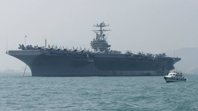A file photo from 2004 of the USS Abraham Lincoln, which is currently on its way to Iran
