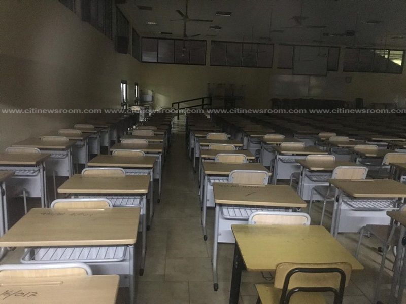 Tables set for the examinations later on Monday