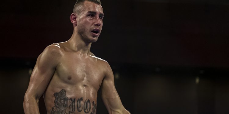 OXON HILL, MD - JULY 19: Maxim Dadashev returns to his corner after the tenth round of his junior welterweight IBF World Title Elimination fight against Subriel Matias (not pictured) at The Theater at MGM National Harbor on July 19, 2019 in Oxon Hill, Maryland. (Photo by Scott Taetsch/Getty Images)