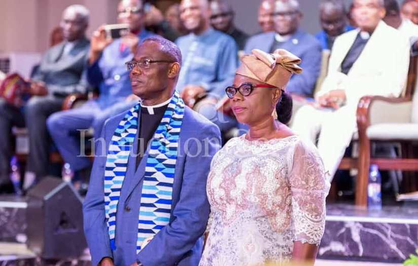Apostle Dr. Ami-Narh and his wife, Deaconess (Mrs) Josephine Ami-Narh at the induction ceremony last Saturday.

Photo credit: TAC-Ghana Tema C5