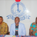Mr David Ofori Acheampong, flanked by Mr Samuel Frank Dadzie (left), General Secretary of NAGRAT, and Mr Adokwei Ayikwei Awulley, the Communications Director of CCT, addressing the media