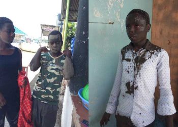 Moses Juma and a female companion after being brutalised by soldiers