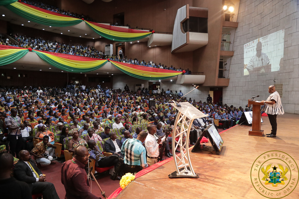 President Akufo-Addo addressing the NABCO ANniversary Celebration