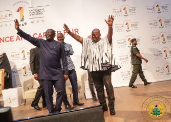 President Akufo-Addo and Vice President Mahamudu Bawumia at the end of the event