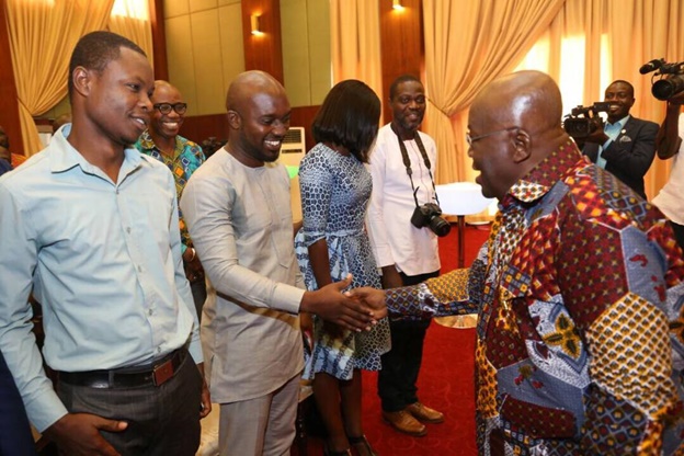 President Akufo-Addo in a hand shake with Sammi Wiafe