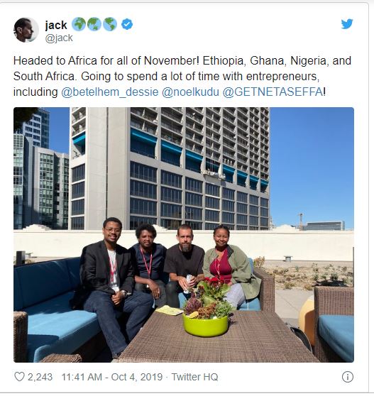 Twitter co-founder Jack Dorsey to visit Ghana in November