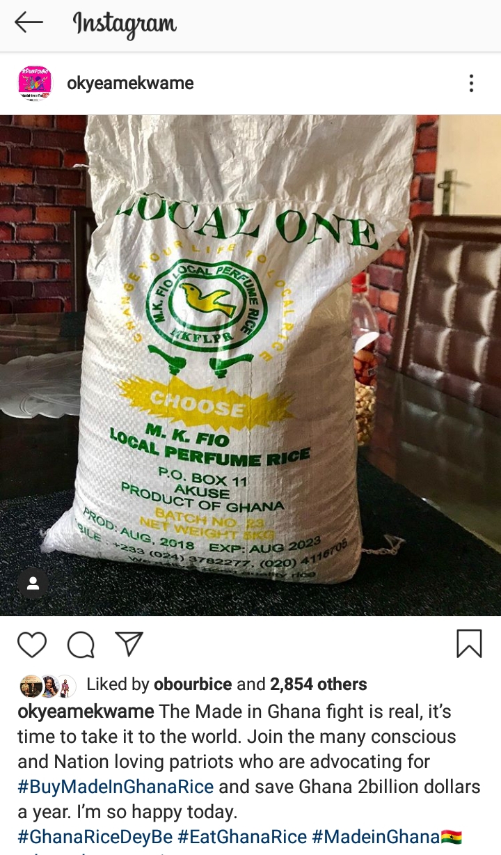 Join ‘Buy Ghana Rice’ campaign – Okyeame Kwame advocates