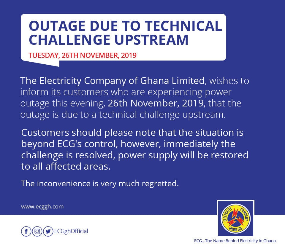 ECG blames widespread power outage on technical challenges