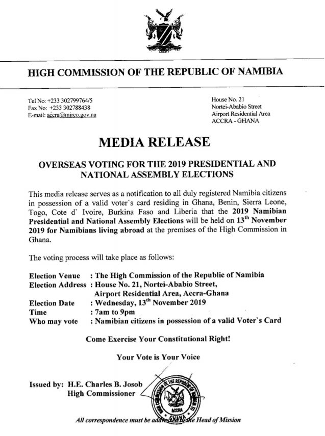 Namibia elections: Citizens in seven West African countries to vote in Ghana