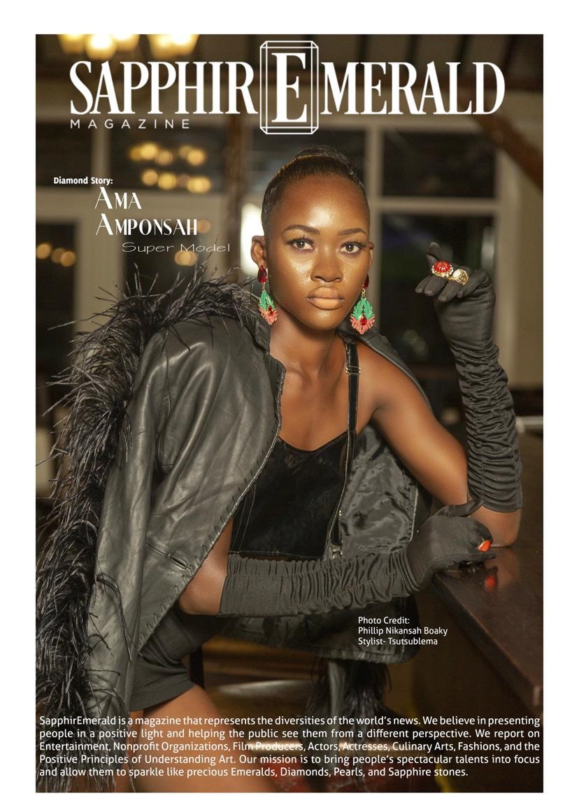 Super model Ama Amponsah draws attention on Sapphire Emerald magazine