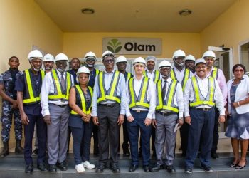 Officials of Olam pose with the GRA Delegation after the tour of the Nutrifoods facility.