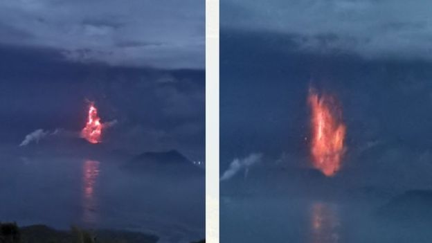 Weak lava has began flowing out of the Taal volcano
