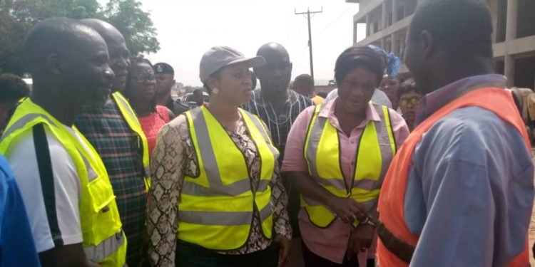 Adwoa Sarfo touring the ongoing projects in the Ga East Municipality