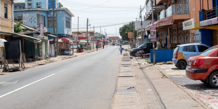 An empty street in Accra amid the coronavirus pandemic