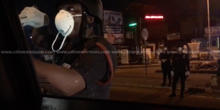 Police stop during lockdown of Accra metropolis