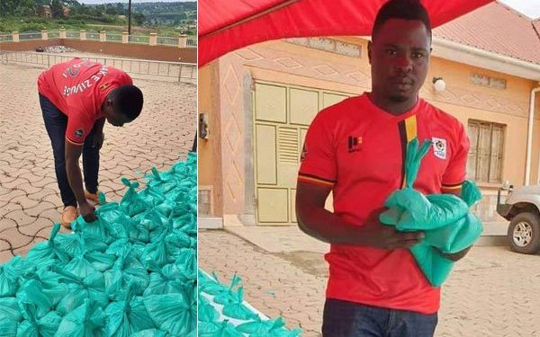 These photos tweeted by Mityana Municipality MP Francis Zaake on April 19 shows him packing food to be distributed to vulnerable affected by the virus lockdown in his constituent.