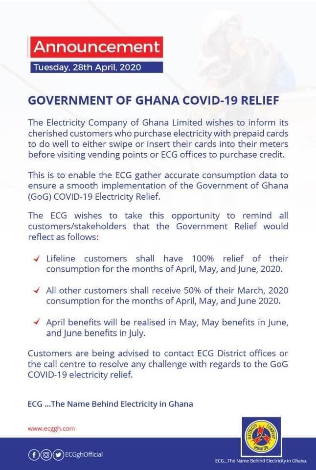 COVID-19: ECG issues electricity relief directives to prepaid customers